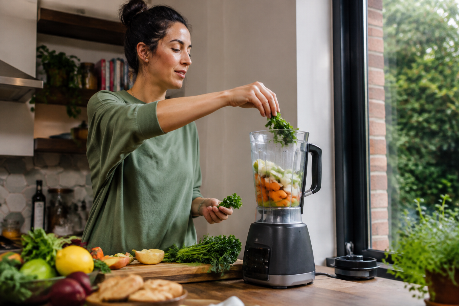 Lifestyle scene for Choosing a Blender for Smoothies, Soups, and Everyday Cooking